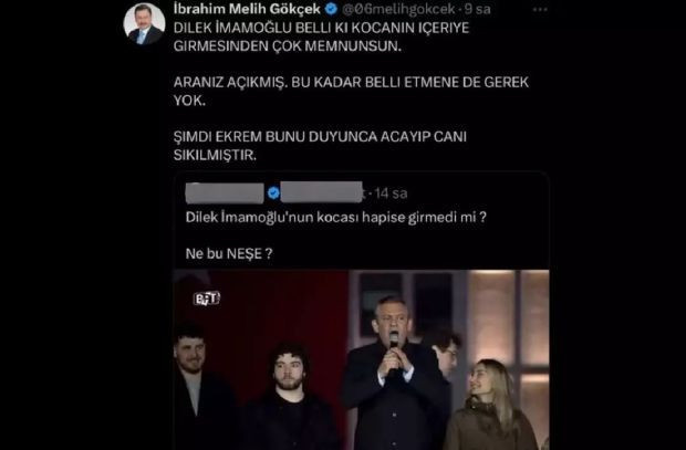 Dilek İmamoğlu’na hakaret tartışması: Melih Gökçek paylaşımını sildi, Mücahit Birinci özür diledi - Resim : 2