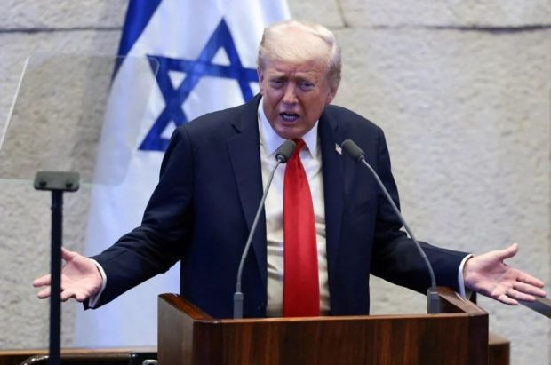 İsrail meclisinde Trump'a soykırım protestosu: Konuşurken "Filistin'i tanıyın" pankartı açtılar - Resim : 2