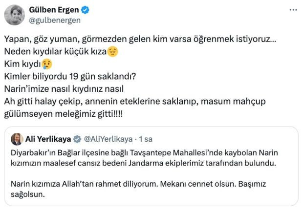 Narin Güran'ın cansız bedeni bulundu! Gülben Ergen isyan etti - Resim : 1
