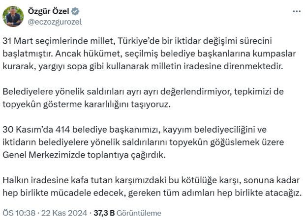 CHP kayyuma karşı harekete geçti: 414 belediye başkanı Ankara'da toplanacak - Resim : 1