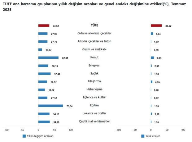 TÜİK enflasyon verilerini açıkladı: Temmuz enflasyonu %2,06, yıllık enflasyon %33,52 - Resim : 2
