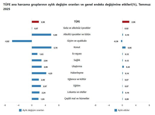 TÜİK enflasyon verilerini açıkladı: Temmuz enflasyonu %2,06, yıllık enflasyon %33,52 - Resim : 3