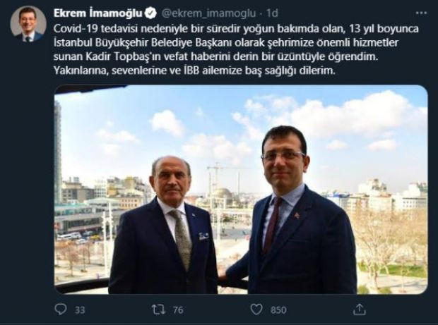 İBB Başkanı Ekrem İmamoğlu'ndan Kadir Topbaş paylaşımı - Resim : 2