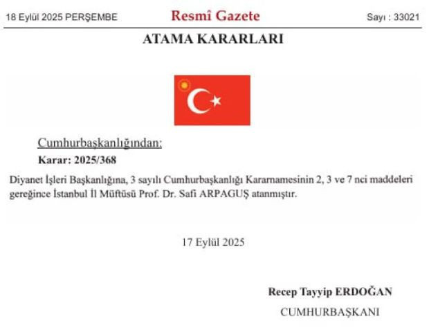 Diyanet İşleri Başkanlığı'na Safi Arpaguş atandı - Resim : 1