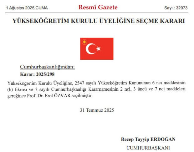 Erol Özvar yeniden YÖK Başkanlığı’na atandı - Resim : 1