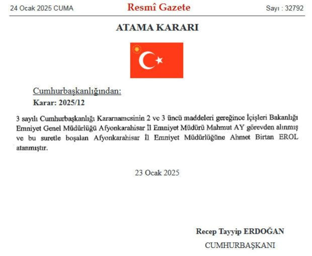 Afyonkarahisar Emniyet Müdürlüğüne Ahmet Birtan Erol atandı - Resim : 1