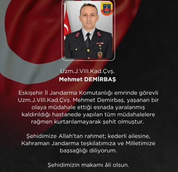 Bakan &Ccedil;ift&ccedil;i acı haberi duyurdu: Uzman Jandarma &Ccedil;avuş Mehmet Demirbaş şehit oldu - Resim : 1
