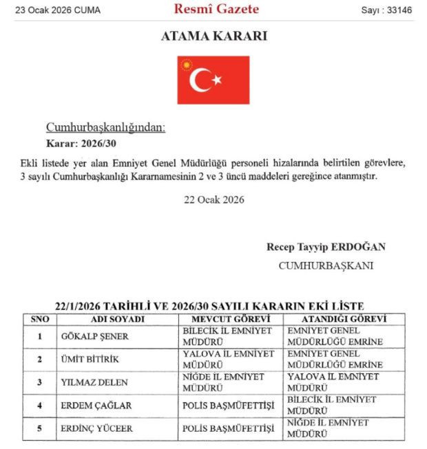 3 ilin emniyet m&uuml;d&uuml;r&uuml; değişti! Resmi Gazete'de yayımlandı - Resim : 1