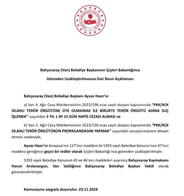 Van'ın Bahçesaray Belediyesi'ne kayyum atandı - Resim : 1