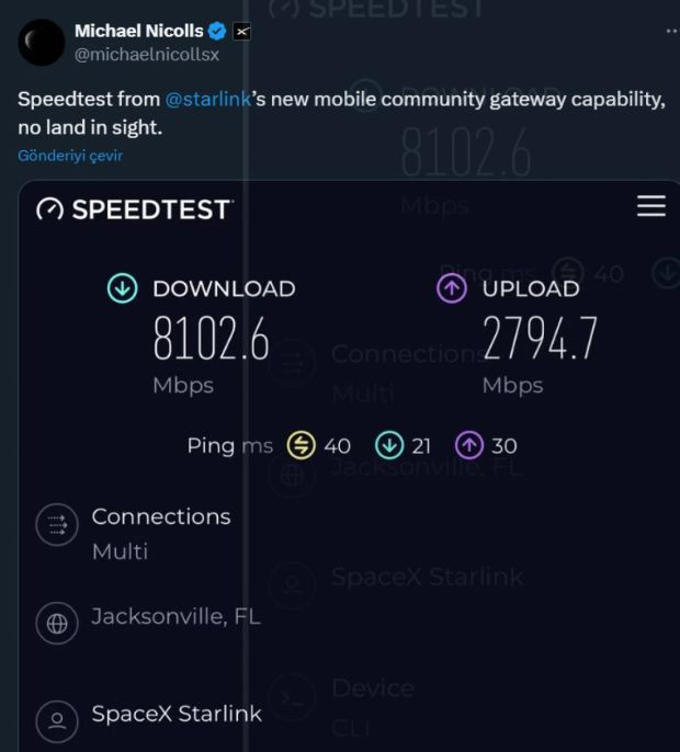 Starlink'ten yeni hız rekoru: 8Gbps indirme hızına çıkacak - Resim : 1