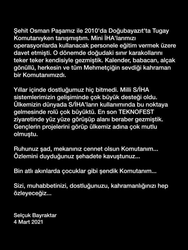 Selçuk Bayraktar'dan duygusal veda; Akınlarda çocuklar gibi şendik komutanım - Resim : 1