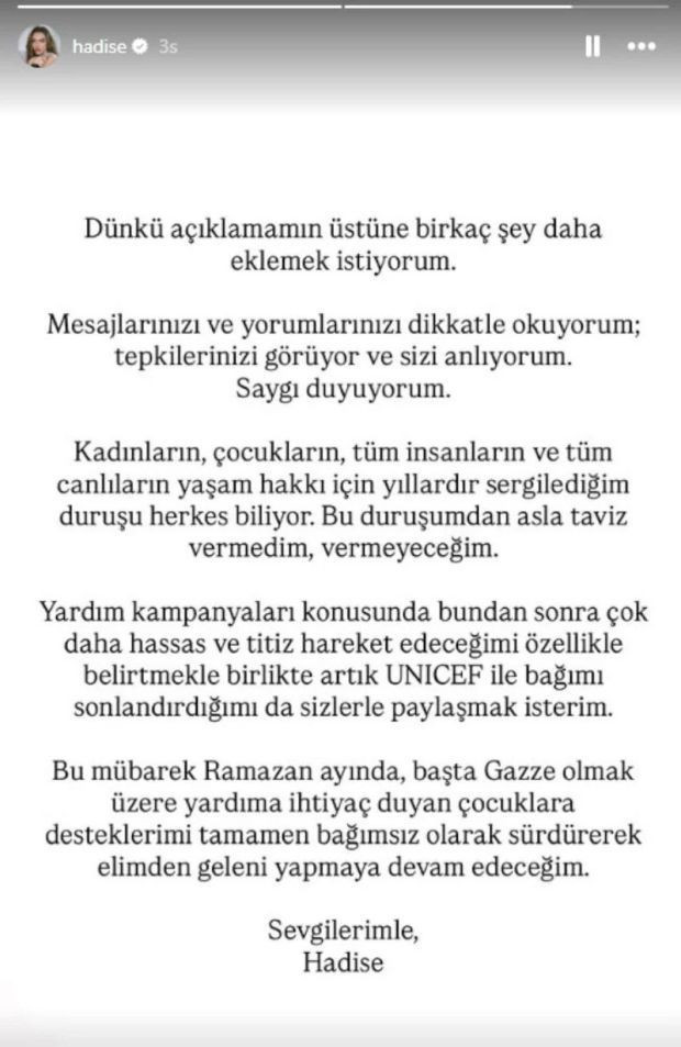 Hadise, UNICEF ile bağını sonlandırdı! Bu s&ouml;zlerle duyurdu... - Resim : 1