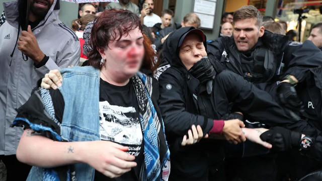 Almanya'da Gazze protestosuna polisten sert müdahale