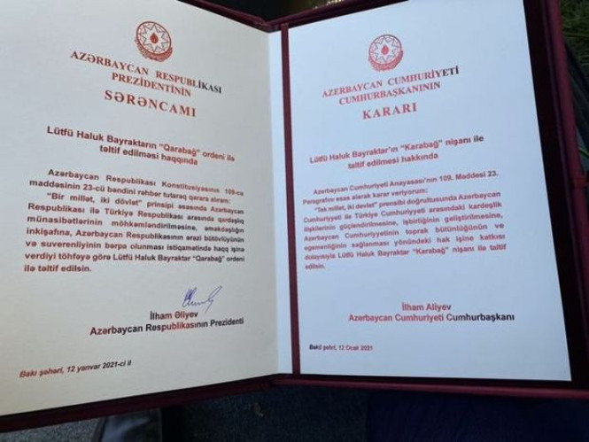 Aliyev'den Haluk Bayraktar'a Karabağ Nişanı - Resim : 1