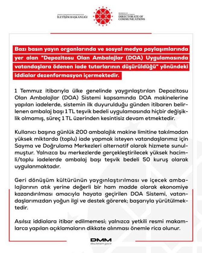DOA uygulamasında iade tutarı d&uuml;ş&uuml;r&uuml;ld&uuml; m&uuml;? Resmi a&ccedil;ıklama geldi! - Resim : 1