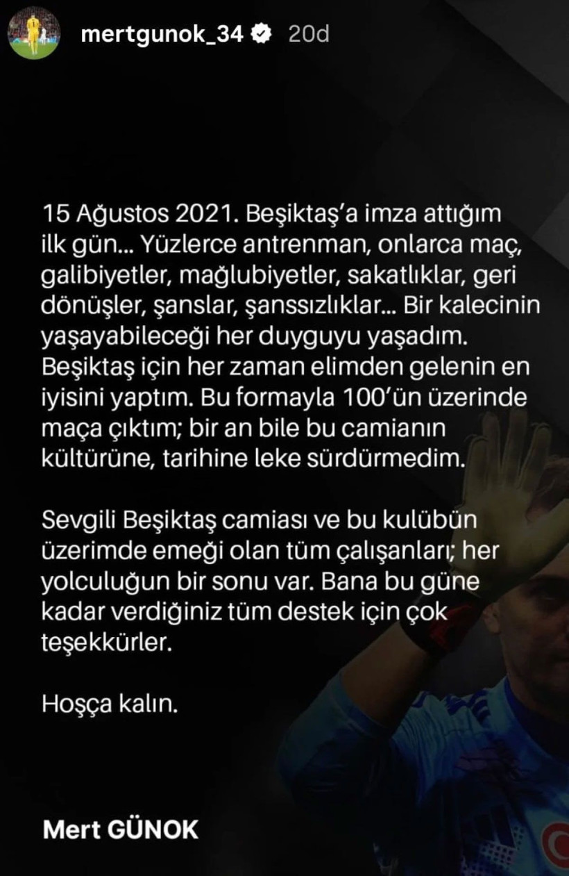 Beşiktaş'ta Mert G&uuml;nok d&ouml;nemi resmen bitti! Yıldız kaleci bu s&ouml;zlerle veda etti - Resim: 6