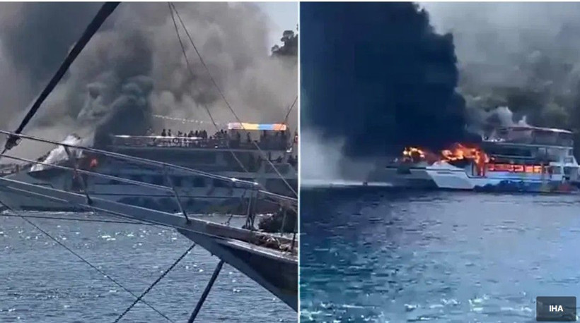 Fethiye'de can pazarı. Denizin ortasında gezi teknesinde yangın çıktı, 115 kişi denize atladı - Fotoğraf: 2
