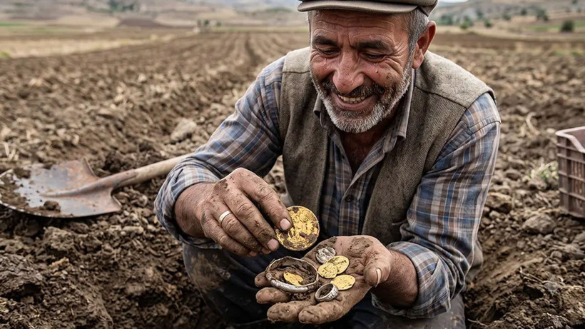 Çekiç ararken hazine buldu! Tarladan 15 bin parça altın ve gümüş çıktı - Fotoğraf: 2