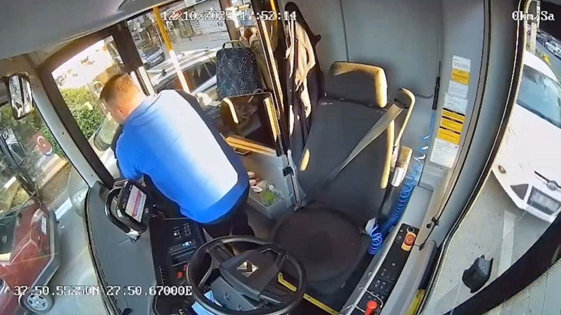 Aydın’da otobüs şoförü Heimlich manevrası ile hayat kurtardı; o anlar kamerada - Resim: 1