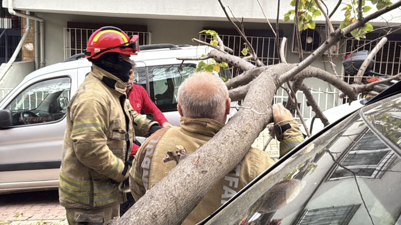 İstanbul’da şiddetli rüzgar etkili oldu: Ağaç ve elektrik direği araçların üstüne devrildi - Resim: 4