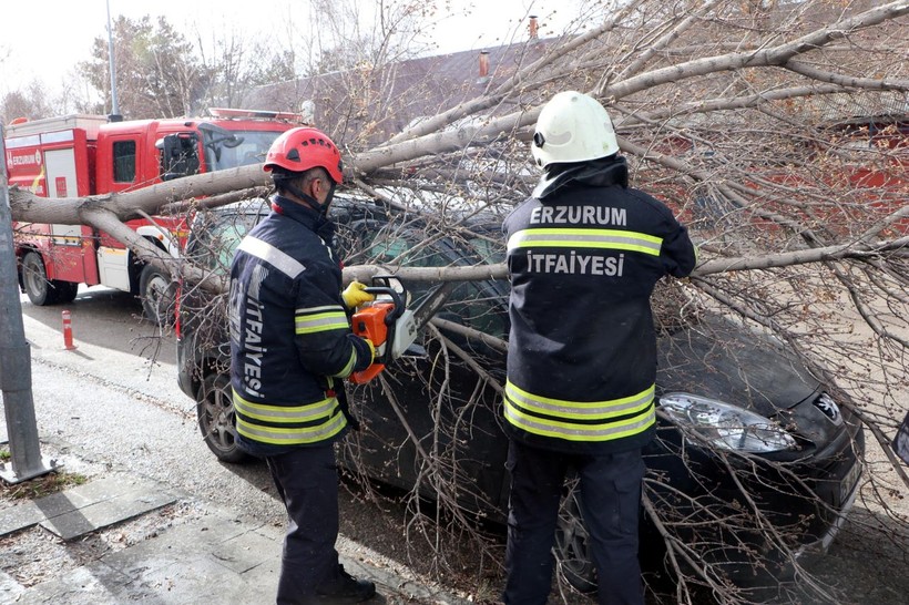 Erzurum'da fırtına; çatılar ve tabelalar uçtu, ağaçlar devrildi - Resim: 3