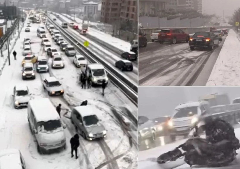 İstanbulluların kar çilesi! Yarın daha kötü olacak! Yolda kaldılar peş peşe kazalar oldu - Resim: 1