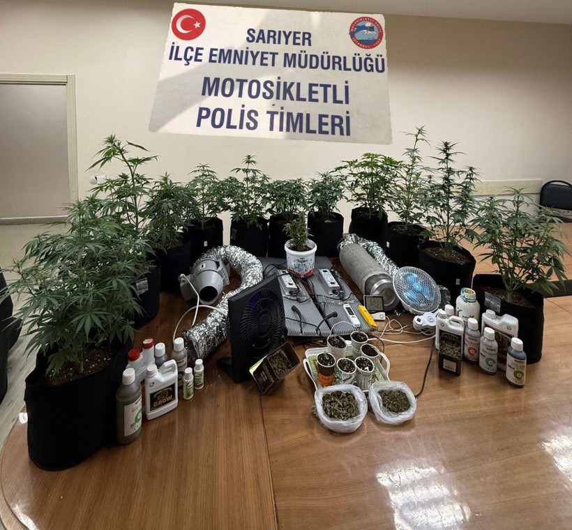 Sarıyer'de uyuşturucu serasına çevrilen eve baskın - Resim: 1