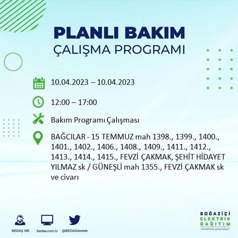 İstanbul'un birçok ilçesinde elektrik kesintisi: Elektrikler ne zaman gelecek? BEDAŞ 10 Nisan kesinti programı - Resim: 4