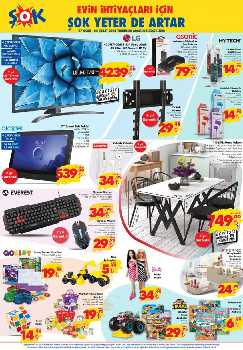 ŞOK 28 Ocak-2 Şubat 2021 ürünler kataloğu 2021 - Resim : 1