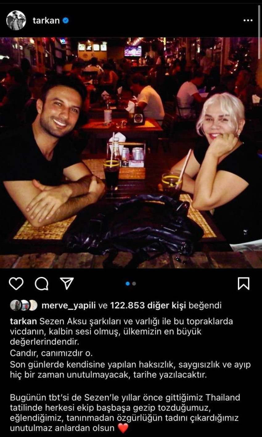Tarkan'dan Sezen Aksu'ya destek: Yapılan ayıp unutulmayacak - Resim : 1