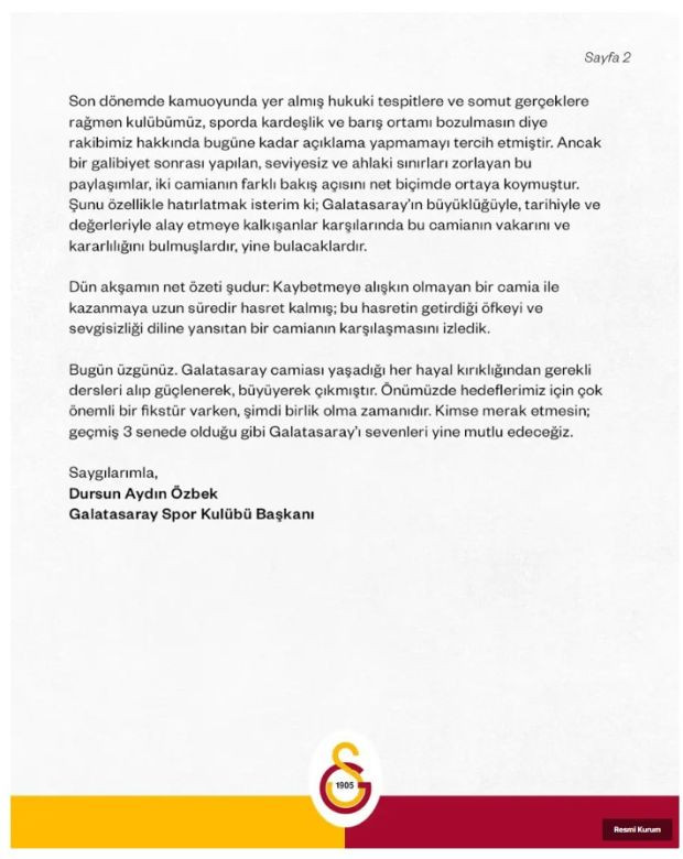 Dursun &Ouml;zbek'ten derbi sonrası sert a&ccedil;ıklama: "&Ccedil;irkin paylaşımlar vardı, TFF'yi g&ouml;reve davet ediyorum" - Resim : 2