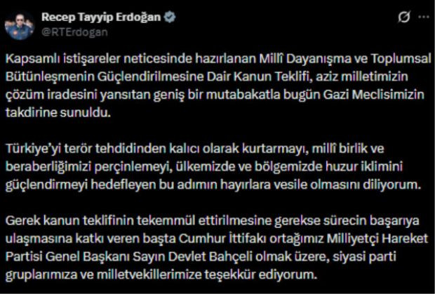 Cumhurbaşkanı Erdoğan’dan çerçeve yasa paylaşımı: Milli birlik ve beraberliğimizi perçinleyecek - Resim : 3