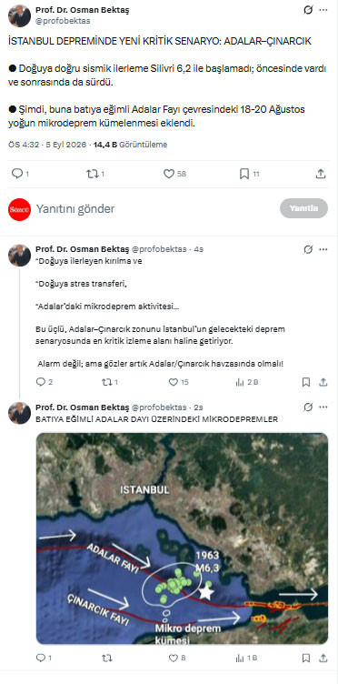 Prof. Dr. Osman Bektaş'tan İstanbul depremi uyarısı: Kritik bölgeyi açıkladı - Resim : 1
