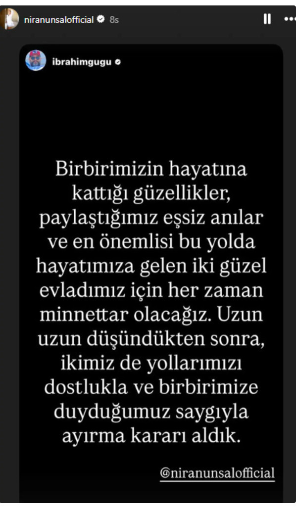 Niran &Uuml;nsal ile İbrahim Gugu boşanıyor! Kararını b&ouml;yle duyurdu - Resim : 1