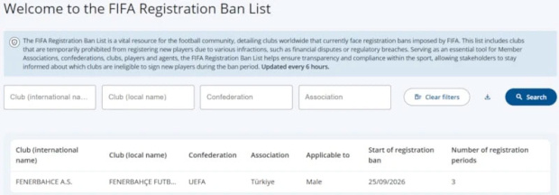 FIFA, Fenerbahçe'ye 3 dönem transfer yasağı cezası verdi - Resim : 1