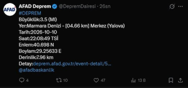 Yalova açıklarında 3.5 büyüklüğünde deprem oldu - Resim : 1