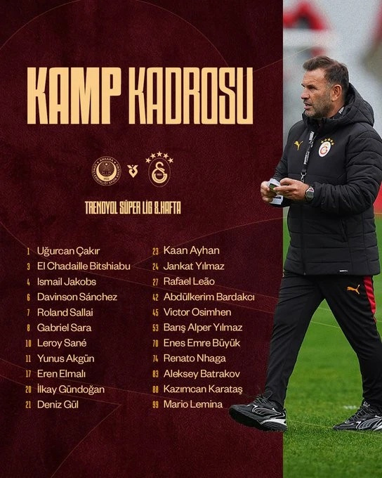 Galatasaray'da Gençlerbirliği maçı öncesi 4 futbolcu kadro dışı kaldı - Resim : 1