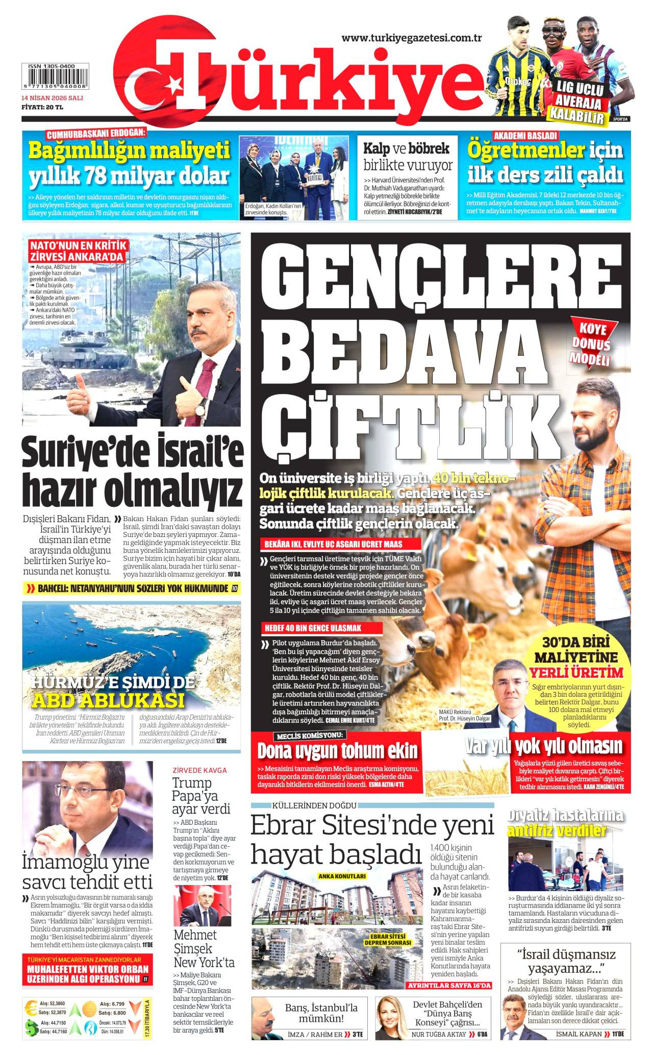 Türkiye Gazetesi Manşeti