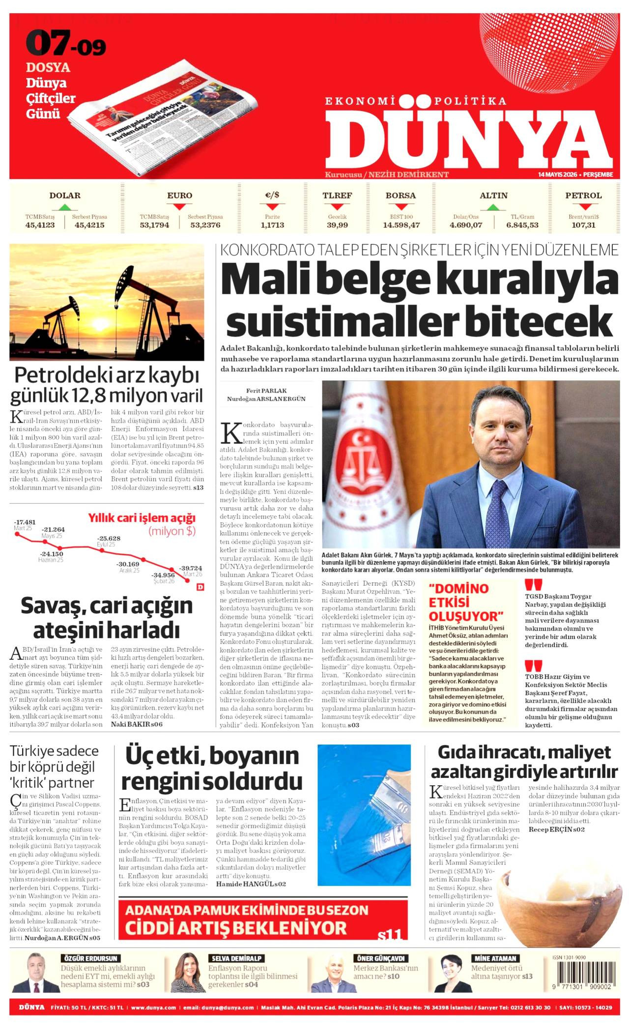 Dünya gazete manşeti 14 Mayıs 2026 Perşembe