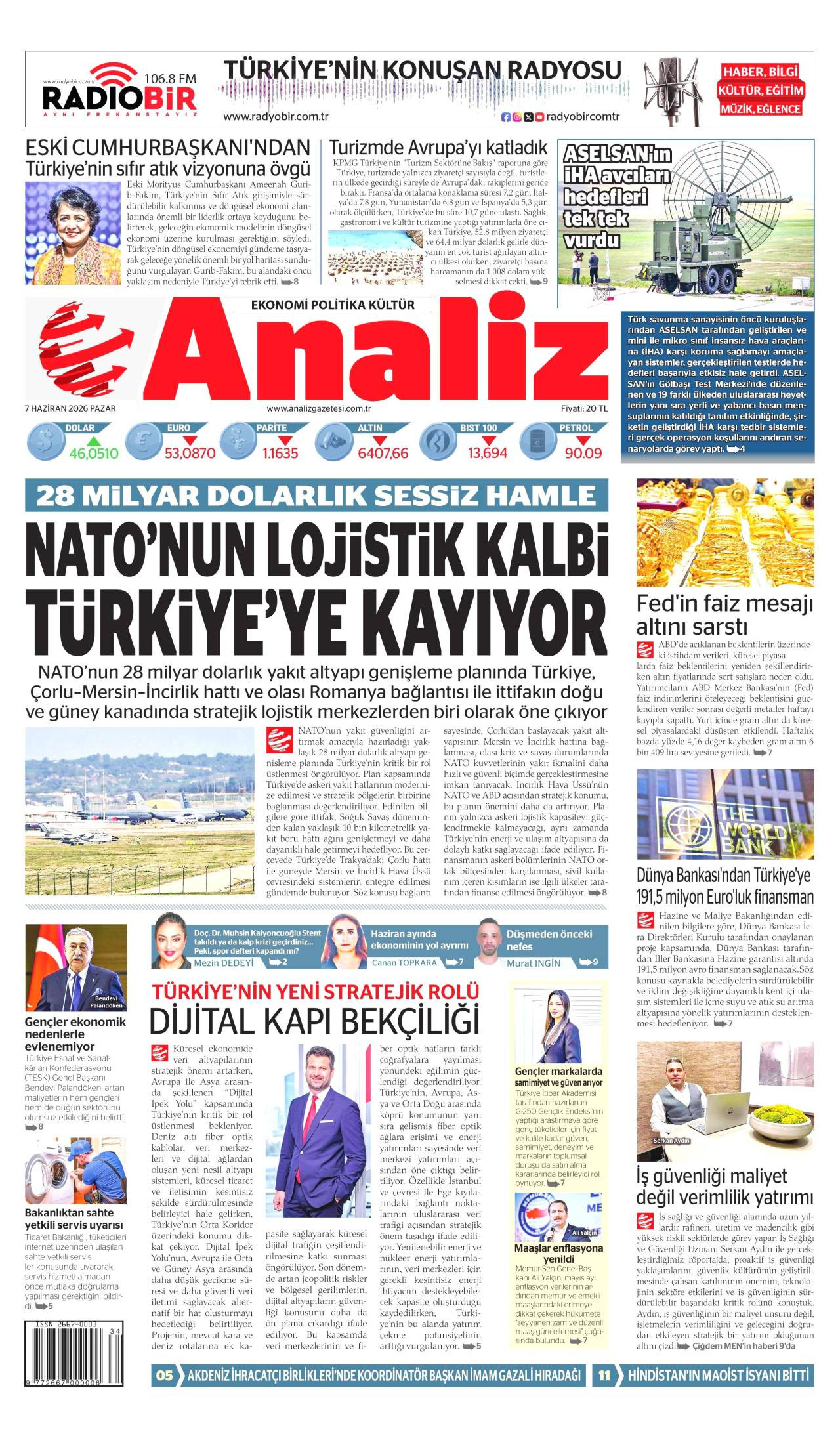 Analiz gazete manşeti 07 Haziran 2026 Pazar