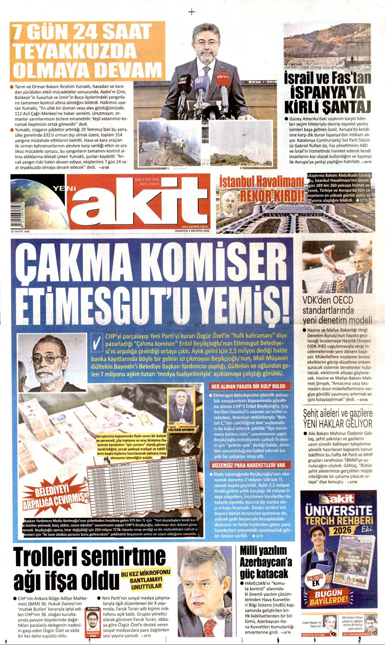 Yeni Akit Gazetesi Manşeti