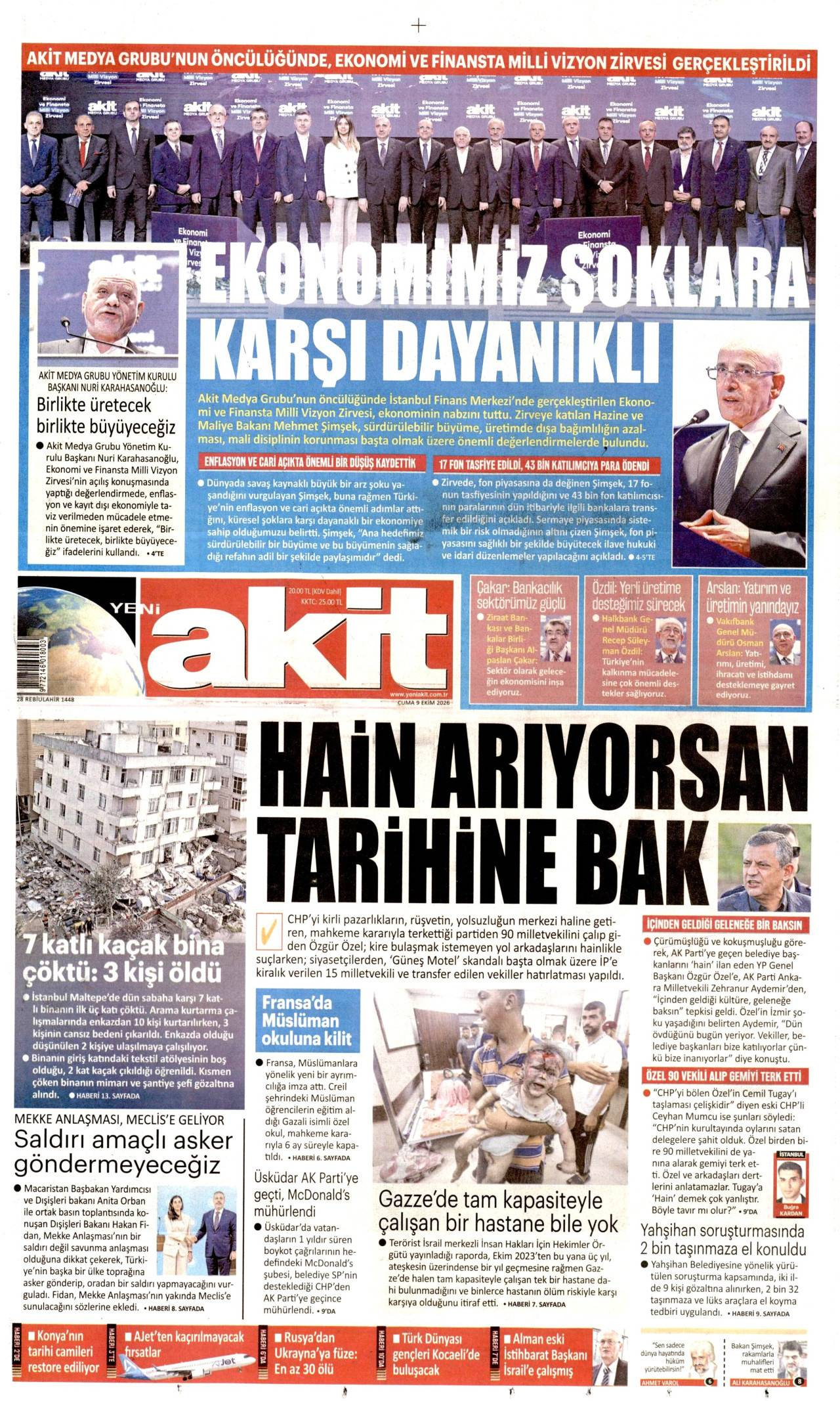 Yeni Akit Gazetesi Manşeti