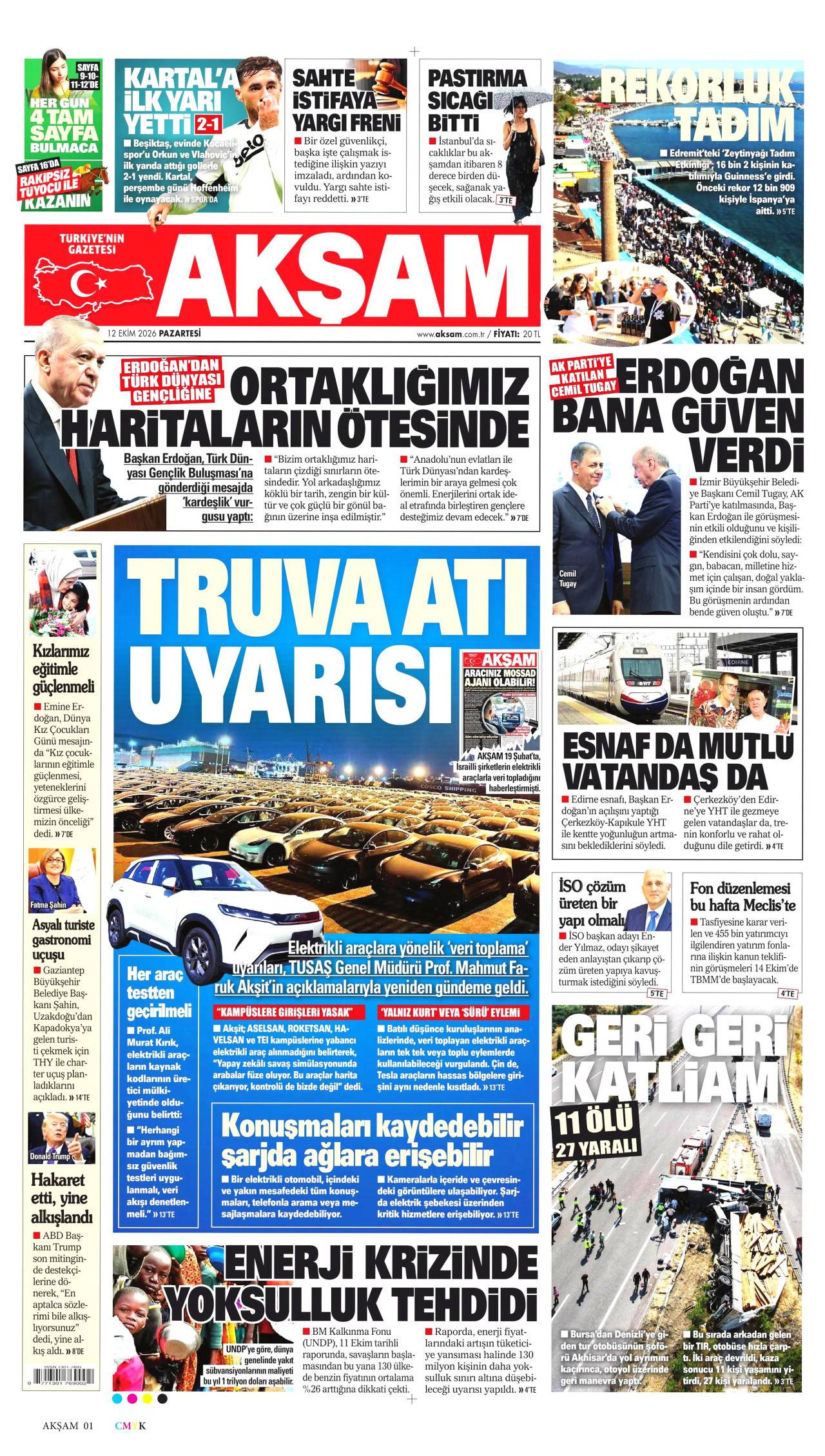 Akşam Gazetesi Manşeti